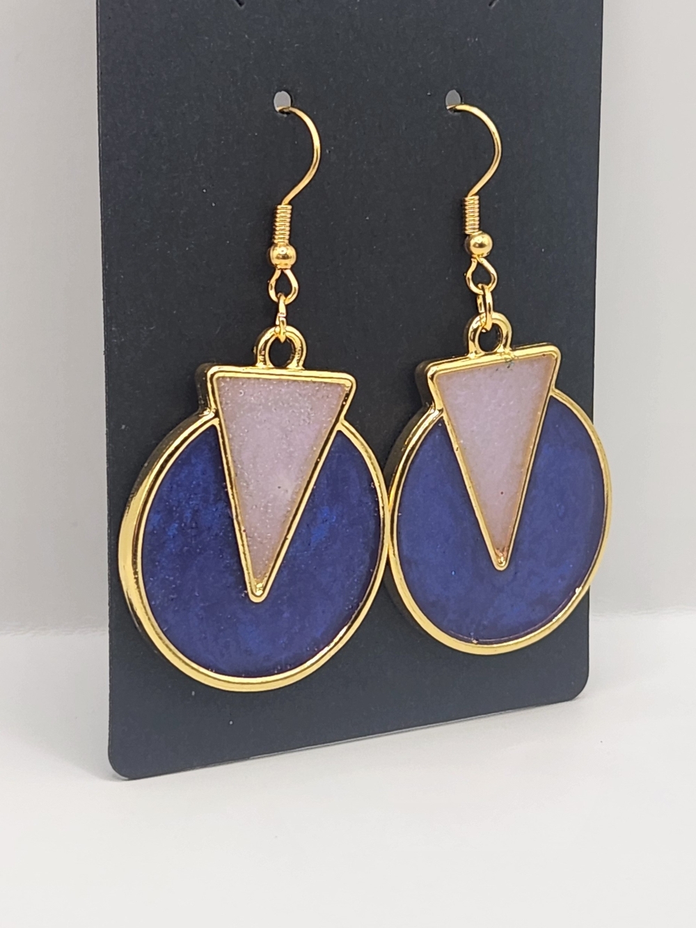 ​Handmade Iridescent Purple & Deep Purple Resin Geometric Earrings